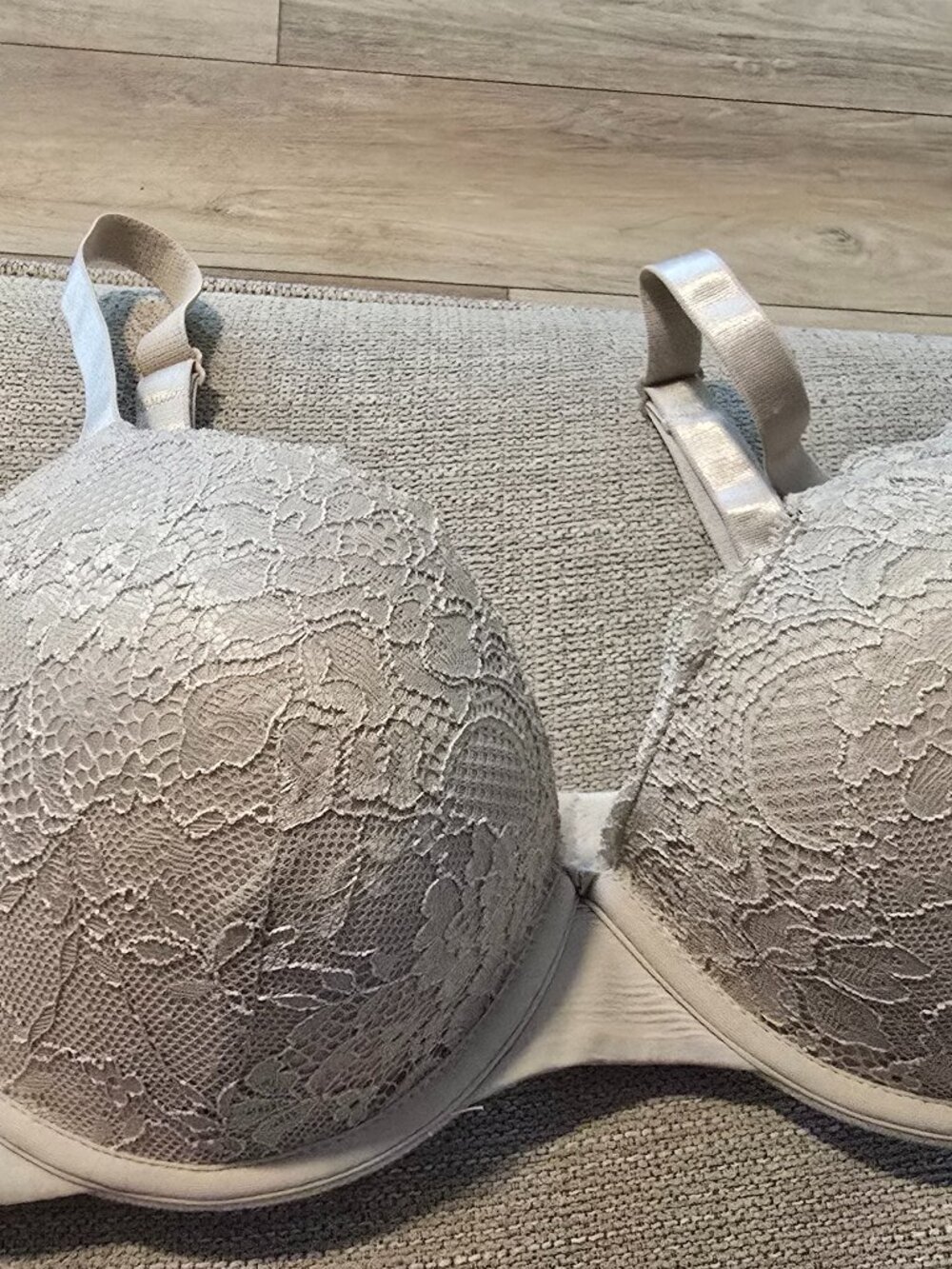 NWOT Rene Rofe Women's 38C Lace Push Up Underwire Bra Essentials Gray